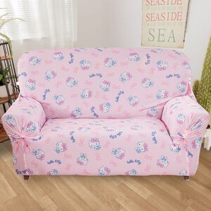 【格藍傢飾】三麗鷗正式授權Hello kitty萬用涼感彈性沙發套-甜心粉 1人座/2人座/3人座/1+2+3人座