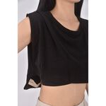 (S) 【智恩私服】dilute修身短版質感圓領黑色短袖上衣二手衣, , large