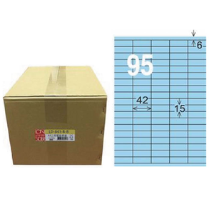 【龍德】LONGDER 三用電腦標籤 A4 95格 15*42mm 淺藍1000張/箱 LD-843-B-B(適用雷射、噴墨、影印)