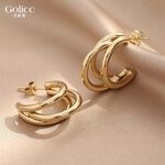 【Gulicc】古莉可 耳環 金色多層次幾何圓耳環, , large