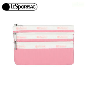 LeSportsac 3-zip Cosmetic 三層拉鍊化妝包 -滾邊花漾粉