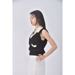 (S) mu i韓牌質感無袖黑色上衣二手衣, , large