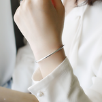 Simple happiness sterling silver bangle, , large