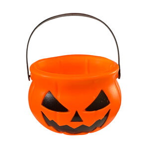 【Halloween萬聖派對】6吋俏皮南瓜提籃 1個(顏色隨機出貨)