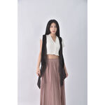 (M) 羊毛假兩件拼接背心黑色罩衫二手衣, , large