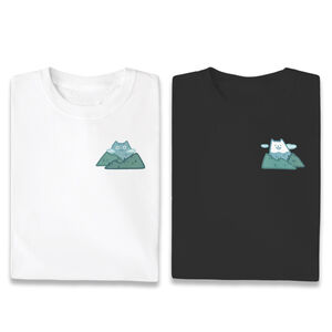 JZ TEE Snowy Mountain Cat & Shiba Inu Graphic Tee