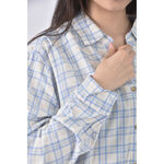 (L) uniqlo排扣格紋藍色襯衫上衣二手衣, , large