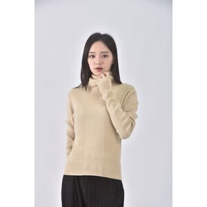 (L) energie質感高領杏色長袖上衣二手衣