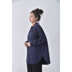 (M) 質感棉質純棉藍色長袖上衣二手衣, , large