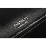 BURBERRY Lola 銀釦小羊皮縫線設計小款翻蓋鍊包/黑色, , large
