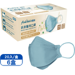 【Finetech 釩泰】成人4D立體口罩 韓版KF94 魚型醫用口罩-瓷青(20入/盒*6盒), , large