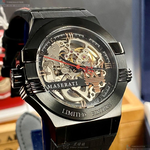 [星晴錶業]MASERATI手錶,42mm,R8821108021銀黑色錶面黑錶殼深黑色真皮皮革錶帶款, , large