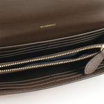 BURBERRY Halton 大格紋帆布及牛皮翻蓋二折長夾(烏木棕), , large