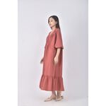 (XL) aspeed質感V領橘色洋裝二手衣, , large