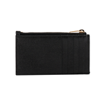 YSL 山形紋荔枝皮金字Logo拉鍊卡片/零錢夾/黑色, , large