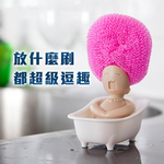 開心洗碗【鋼刷置物架】放鋼刷的設計架 放什麼變什麼頭 逗趣 家事 療癒小物 做家事 刷鍋子 菜瓜布 刷碗 收納架 廚房, , large