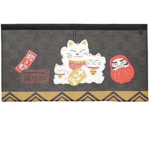 日本製【コスモ】短門簾《招財貓達摩》