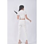(M) basic denim高腰丹寧牛仔質感白色長褲二手衣, , large