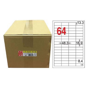 【龍德】LONGDER 三用電腦標籤 A4 64格 16.9*48.3mm白色1000張/箱 LD-849-W-B(適用雷射、噴墨、影印)