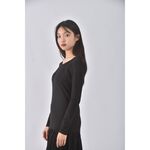(S) niceioi質感圓領黑色長袖上衣二手衣, , large
