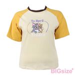 大尺碼-卡通印花 插肩 圓領T恤-紫/黃-0101152, , large