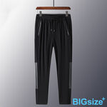 大尺碼-鬆緊帶 排汗 平口 冰絲長褲-黑/灰-0204160, , large