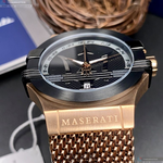 [星晴錶業]MASERATI手錶,42mm,R8853108009黑色錶面玫瑰金錶殼玫瑰金色米蘭錶帶款, , large