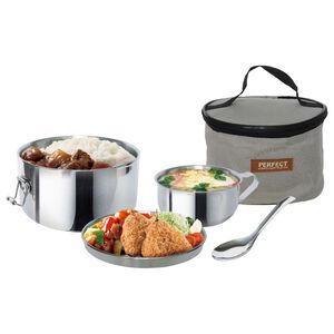 PERFECT 理想牌 極緻316不鏽鋼隔熱圓形便當組便當盒午餐盒附提袋 16cm-Leidea樂德兒