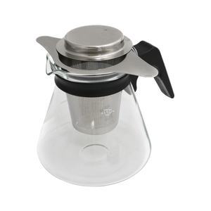 台灣製玻璃咖啡壺-605cc-塑膠手把x1+304不鏽鋼雙耳茶濾網x1-1組