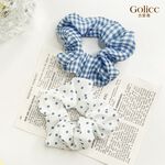 【Gulicc】古莉可 髮圈 法式簡約藍色經典大腸髮圈2入, , large
