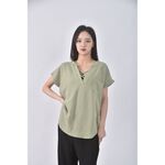 (S) girl s monday質感V領綠色短袖上衣二手衣, , large
