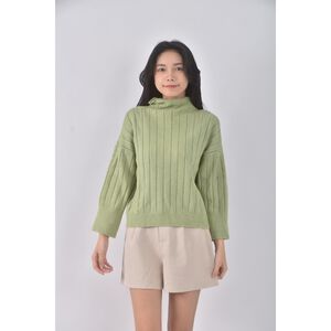 (F) 【依庭私服】質感坑紋綠色長袖上衣二手衣