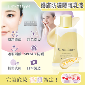 [日日好物]日本KOSE高絲-Urumina+晨間潤澤乳液SPF50+防曬隔離霜35gx1入/袋(多款可選)