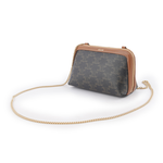 CELINE TRIOMPHE Logo 印花鏈帶斜背包/焦糖色, , large