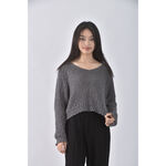 (L) bean style韓牌針織灰色長袖上衣二手衣, , large