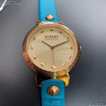 [星晴錶業]VERSUS VERSACE手錶,36mm,VV00297米粉色錶面玫瑰金錶殼淺藍真皮皮革錶帶款, , large
