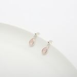 【Angel & Me】圓珠 水滴 粉晶 一對 s925 純銀 耳環 耳夾 情人節, , large