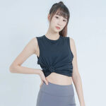 YOGA FLOW Freedom Tank(L) - 圓領拼接長板罩衫 - 烏漆黑 Black, , large