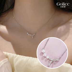 【Gulicc】古莉可 項鍊 氣質 蝴蝶結 珍珠鎖骨鍊 項鍊