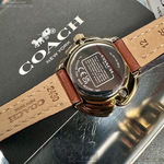 [星晴錶業]COACH手錶,28mm,CH00210金色錶面金色錶殼咖啡色真皮皮革錶帶款, , large