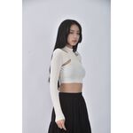 (S) 【安于晴Charlene私服】urban outfitters質感修身短版假兩件白色長袖上衣二手衣, , large