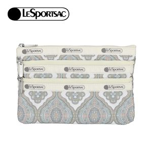 |快速出貨|Lesportsac 3-zip Cosmetic 三層拉鍊化妝包/ 大馬士革窗花