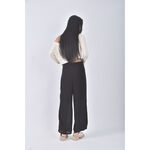 (XL) 高腰質感紡紗黑色長褲二手衣, , large