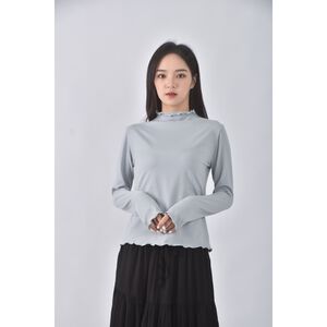 (S) jenny eyelet韓牌質感木耳邊綠色長袖上衣二手衣