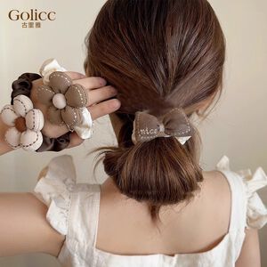 【Gulicc】古莉可 髮圈 可愛女孩 澎澎花朵蝴蝶結髮圈 2入