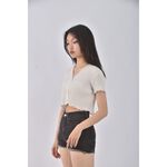 (S) high rise skinny丹寧牛仔素面黑色短褲二手衣, , large