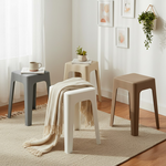 【AOTTO】莫蘭迪貓抓皮加厚疊加方形椅凳2入-咖啡色( ID-001BR*2), , large