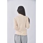 (S) 高領木耳邊杏色長袖上衣二手衣, , large