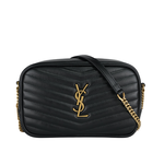 YSL Mini Lou 金字V紋小牛皮相機包/斜背包/黑色, , large
