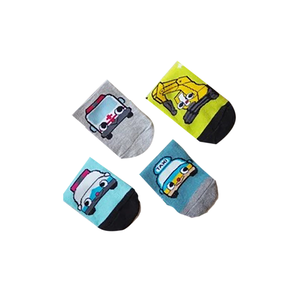 [Kaimei Cotton] MIT Made in Taiwan Pure Cotton Non-Slip Straight Children's Socks Car Monster Hand Pattern 13-16cm-8 Pairs